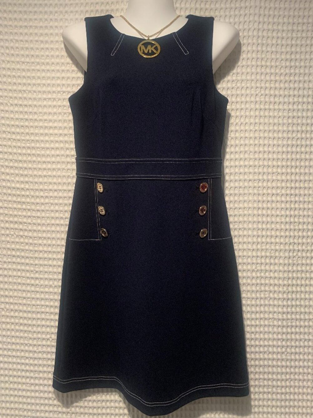Ladies Tommy Hilfiger Navy, Gold & White SleeveLess Dress